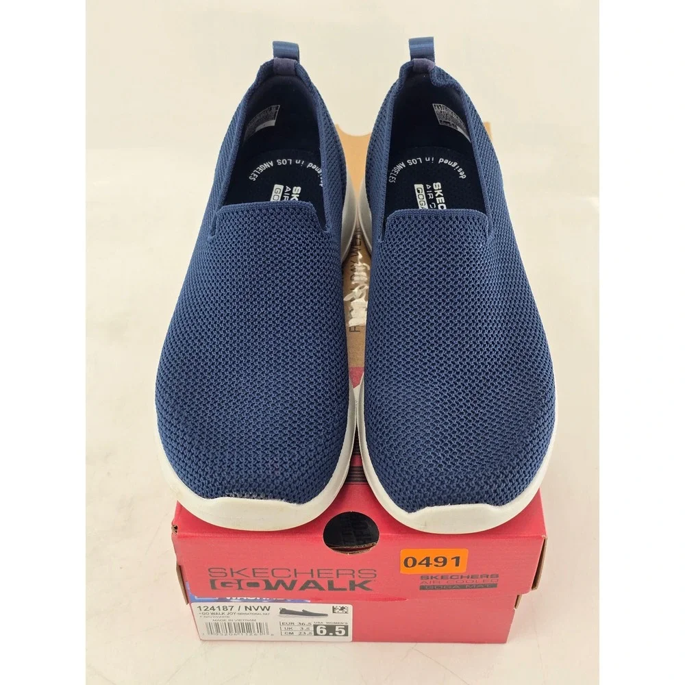 Skechers Go Walk Joy Sensational Day Women 6.5 Navy Slip On Mesh Sneakers -Good